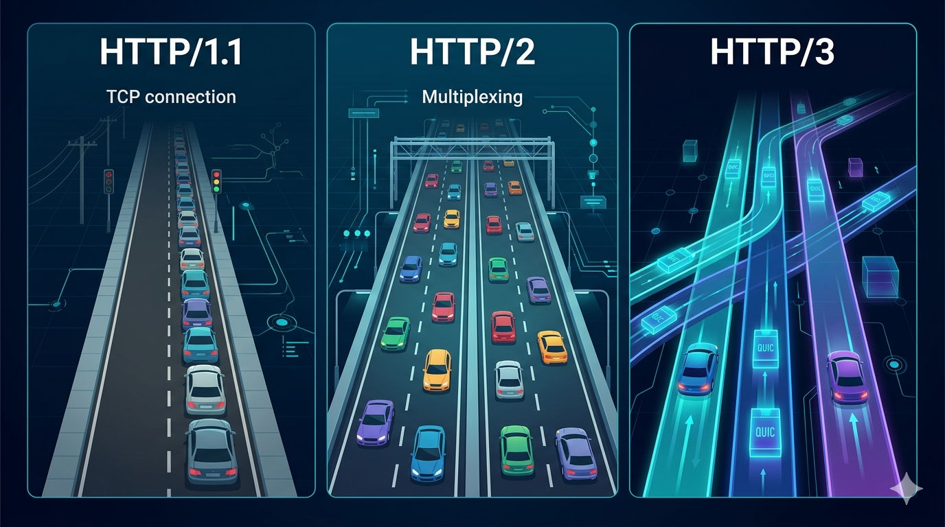 HTTP/1.1 vs HTTP/2 vs HTTP/3 — The Evolution of the Protocol